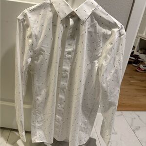 Banana Republic White Dress Shirt with Subtle Pattern